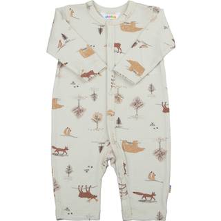 Heldragt i lys beige med print 100% merinould