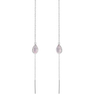 Susanne Friis Bjørner Øreringe - Sølv ørekæde med dråbe formet lyserød krystal - 5560-1-112