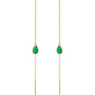 Susanne Friis Bjørner Øreringe - SFB - Forgyldt ørering med grøn sten - 5560-2-102