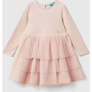 Benetton Benetton Tulle Long Sleeve Pink Dress