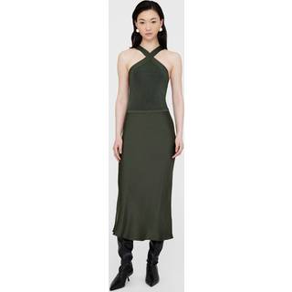 Bar Silk Skirt - Dark Olive