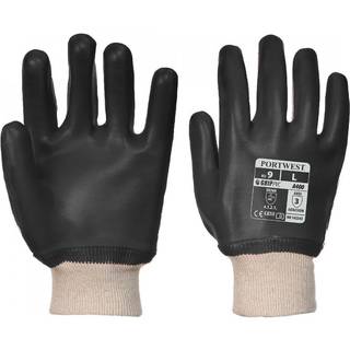 PVC handske m/ribkant - Sort (Størrelse: XX-Large)