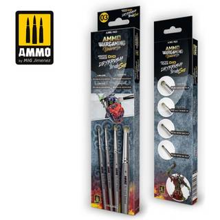 AMMO WARGAMING UNIVERSE - Miniature Premium DIO DRYBRUSH Brush Set
