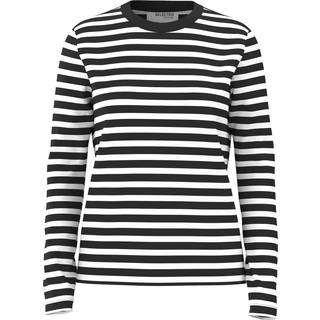 Selected Femme - Sort - Slfessential Ls Striped O-Neck Tee - Large