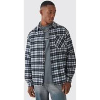 Mens Black Oversized Long Sleeve Check Shirt