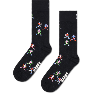 Fun Runners Sock | Colorful Crew Socks for Runners - Black, White, Pink, Light Red, Blue - 36-40