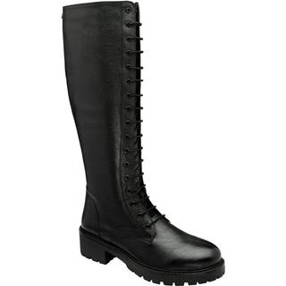 Ravel Ravel Black Leather Round-Toe Zip-Up Knee-High Boots