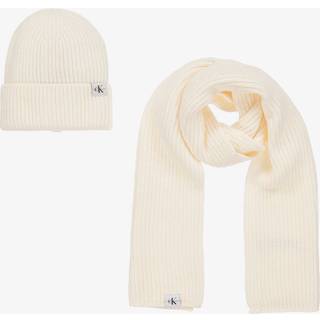 Kids' Scarf & Beanie Set - White - L-XL