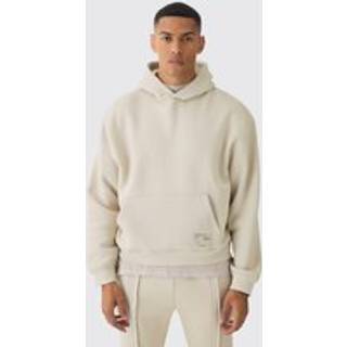 Mens Stone 330GSM Oversized Boxy Over The Head Hoodie With Woven Branding