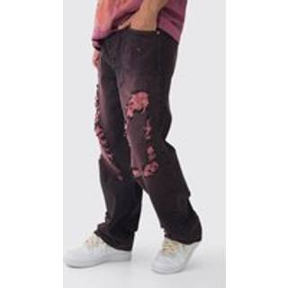 Mens Relaxed Fit Pink Tinted Distressed Jeans