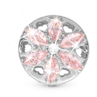 Christina - Sparkling Pink Flower charm i sølv til læderarmbånd