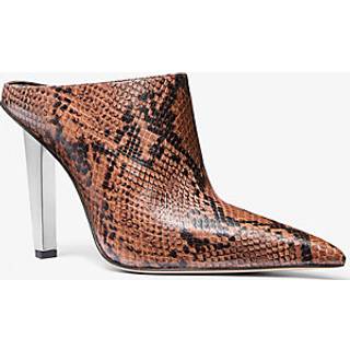 MK Halle Snake Embossed Leather Mule Pump - Brown - Michael Kors - EU 39