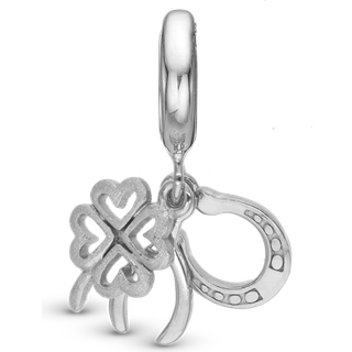 Christina Jewelry Lucky Charm Hestesko, Firkløver, Ønskeben sølvcharm til læderarmbånd på 6 mm