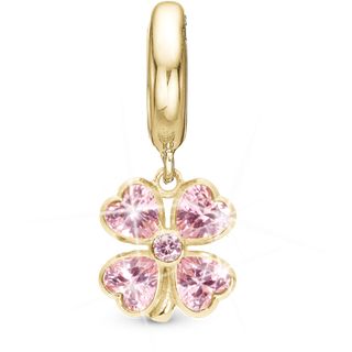Christina Jewelry Pink Heart Clover forgyldt charm til læderarmbånd på 6 mm