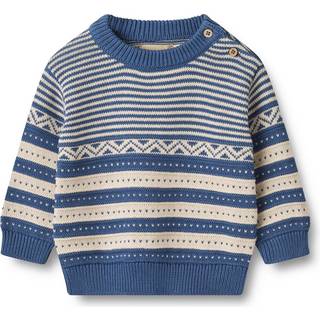 Wheat GOTS Janus Strikket Baby Sweater Deep Ocean 68 cm  Blå  68 cm  mand