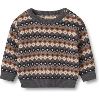 Wheat GOTS Elias Strikket Baby Sweater Multifarvet 68 cm  Creme  68 cm  mand