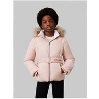 Belted Puffer Jacket - Pink - 12
