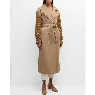 Max Mara Cicladi wool and cotton gabardine trench coat - brown - L-XL