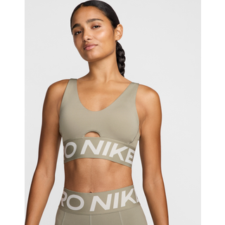 Nike Pro Indy Plunge Bra - Dame BH, Str. L, Bold Brun, Komfortabel og Støttende til Træning