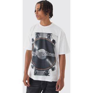 Mens White Oversized Rolling Stones Record License Print T-Shirt