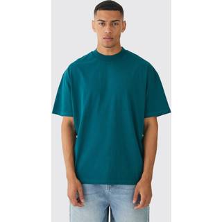 Mens Teal Oversized Extended Neck Heavy T-shirt