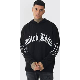 Mens Black Tall Limited Edition Distressed Knitted Hoodie