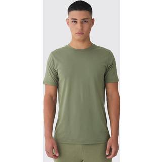 Mens Olive Slim Basic Crew Neck T-shirt