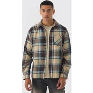 Mens Grey Oversized Long Sleeve Check Shirt