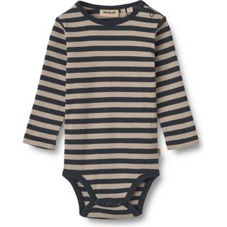 Wheat GOTS Freddie Stribet Babybody Navyblå 56 cm  Marineblå  56 cm  mand