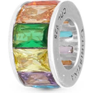 Christina Jewelry Multi color Baguette sølvcharm til læderarmbånd på 6 mm