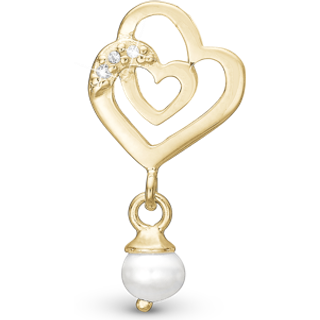Christina Jewelry Two Hearts forgyldt charm til læderarmbånd på 6 mm