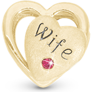 Christina - My Wife charm i forgyldt til læderarmbånd