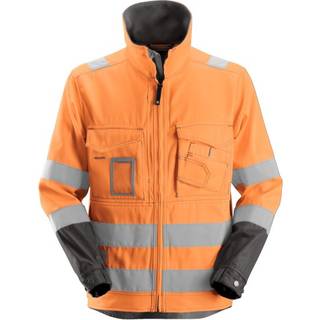 Snickers 1633 high-vis jakke, klasse 3 orange/gråm. XL lang