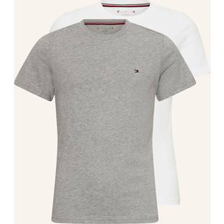 Signature Flag Embroidery 2-pak T-shirt, White/Light Grey Heather, 128-140 cm