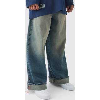 Mens Antique Blue Baggy Rigid Stitch Detail Denim Jeans