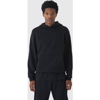 Mens Black 330GSM Regular Fit Over The Head Basic Hoodie