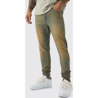 Mens Antique Blue Skinny Stretch Washed Tinted Jeans