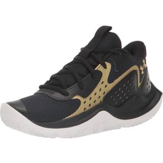 Under Armour Jet '23 Grade School Basketball Shoes Black / Black / Metallic Gold 35.5