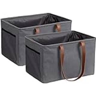 Navaris sammenfoldelige vasket?jskurve - s?t med 2 - sammenfoldelige vask h?mmer - t?jopbevaringsboks med stoftr?kkedler l?g og sideh?ndtag - gr?