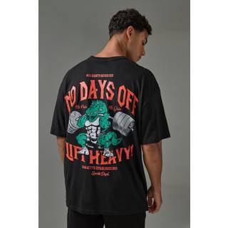 Mens Black Active Oversized No Days Off Lift Heavy T-shirt