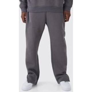 Mens Charcoal 330GSM Straight Fit Embroidered Text Peached Jogger