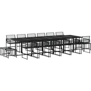 Spisebordssæt Til Haven 9 Dele Polyrattan Sort - 16