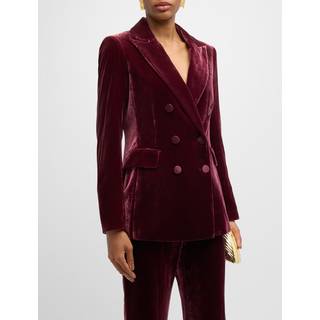 Veronica Beard Ellette double-breasted velvet blazer - burgundy - XL+