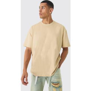 Mens Sand Oversized Basic Crew Neck T-shirt
