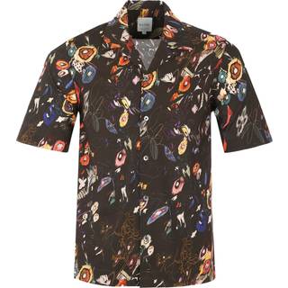Paul Smith Floral Sketch Reg Fit SS Shirt in Dark Brown - 2XL