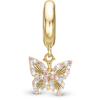 Christina Jewelry Sparkling Butterfly forgyldt charm til læderarmbånd på 6 mm