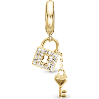 Christina Jewelry Unlock my Heart Hængelås og nøgle forgyldt charm til læderarmbånd på 6 mm
