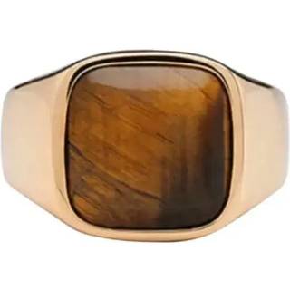 IX Studios Cushion Signet Tiger Eye Ring 22 kt. Forgyldt Sølv DMN0282GDTE54 - Unisex - 925 Sterling Silver