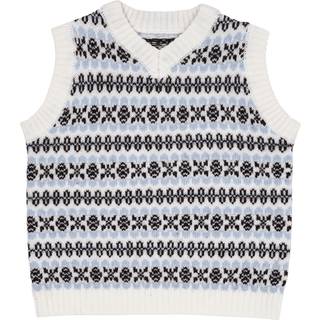 Copenhagen Colors Merino uldmønster vest Dusty Blue Combi 86 cm  Blå  86 cm  Unisex