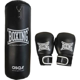 ASG Junior Boksesæt - 11 Kg. (Handsker + Boksepude) Sort/Hvid